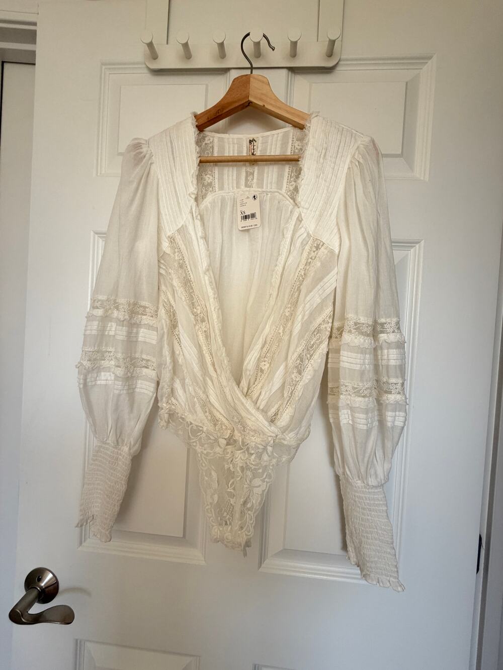 NWT Free People white top blouse doen style size XS